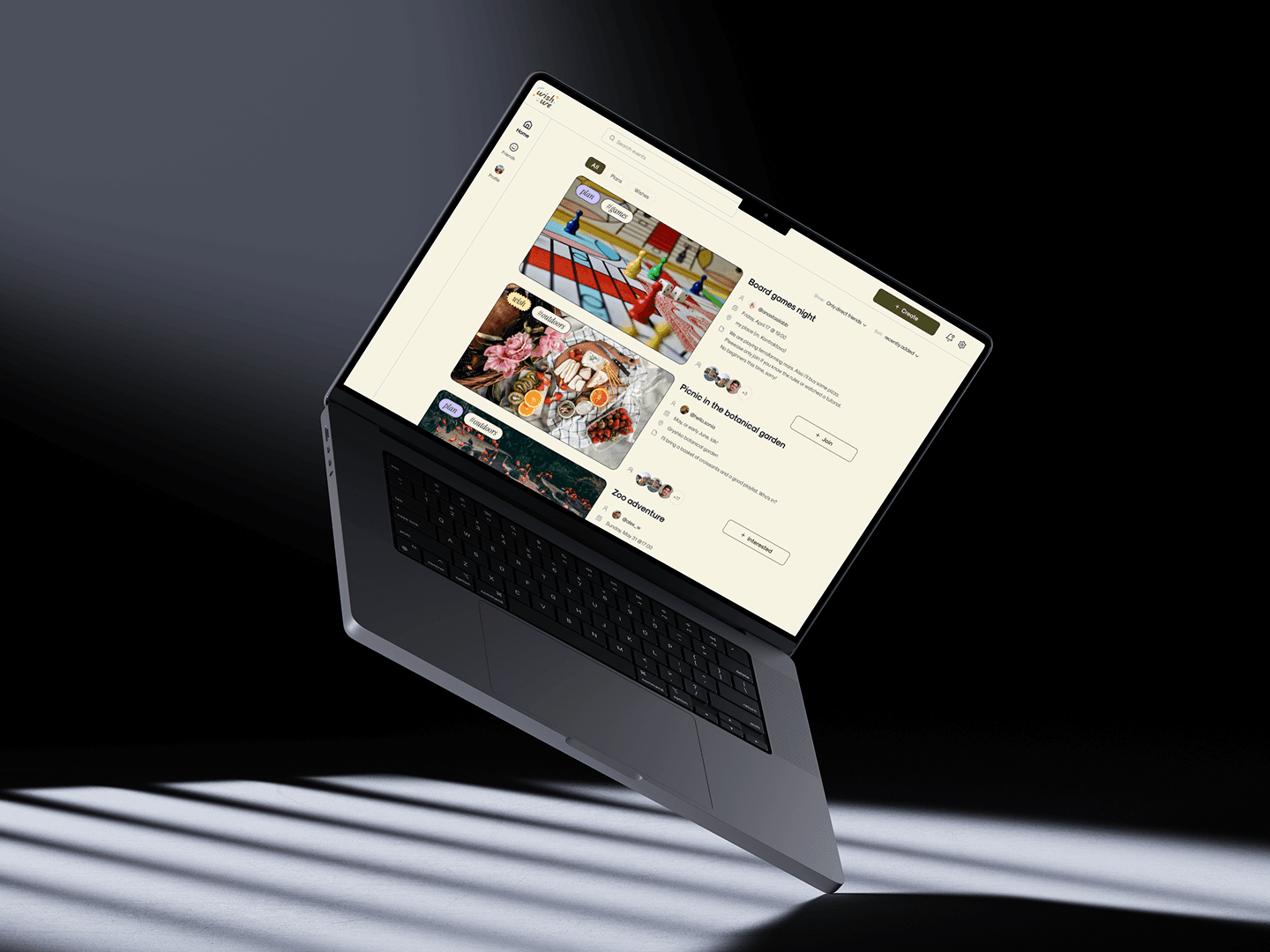 The WishWe app shown on a MacBook